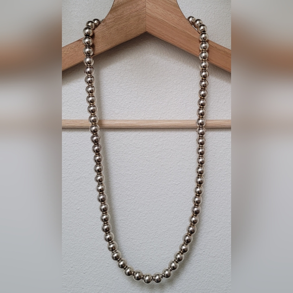 25.5" Silver-Tone Beaded Costume Jewelry Necklace
